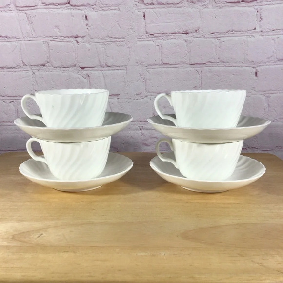 Vintage Minton White Fife Cup and Saucer - Set of 4 - Picture 3 of 10